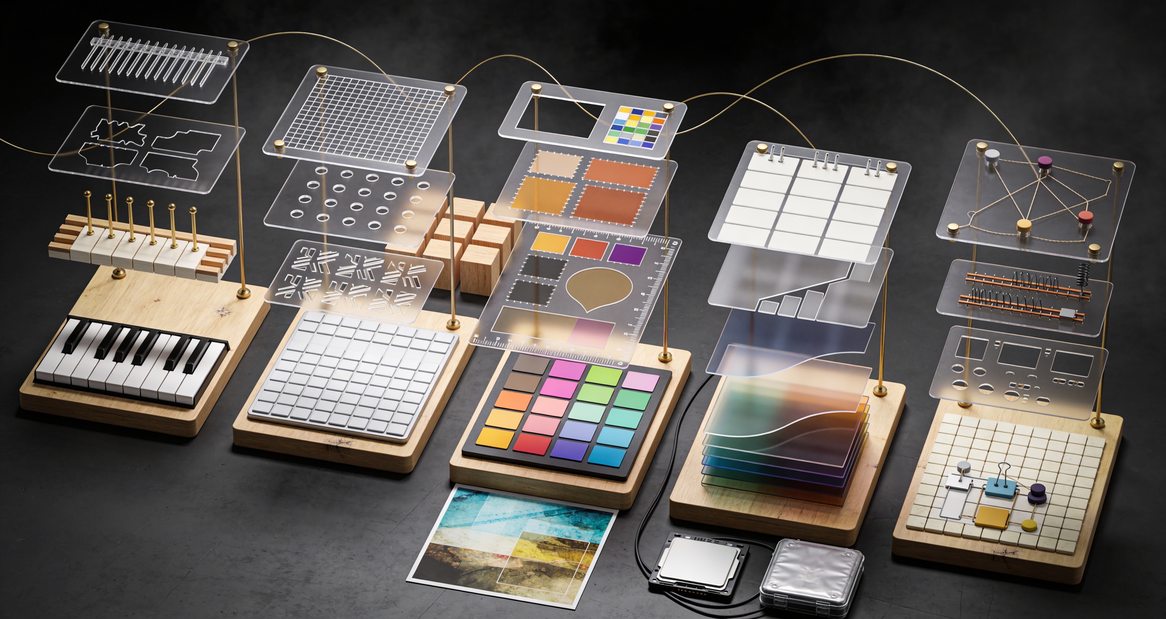 Examples of connector composition and metamodelling chains across domains.